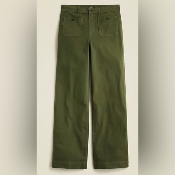 J. Crew Sailor slim wide-leg chino pant in Olive Green - Picture 2 of 2